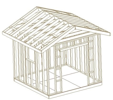 10x10 Gable Roof Outdoor Backyard Utility Shed Plans CD