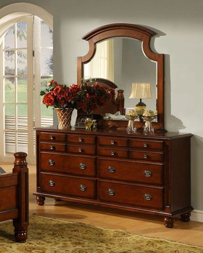 Elegant European Dark Cherry Bedroom Dresser