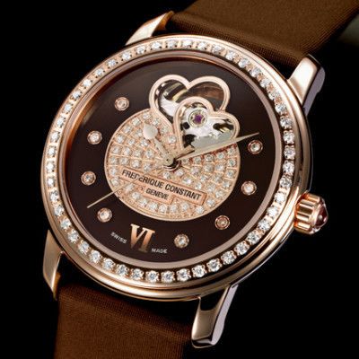 Frederique Constant Lady Chocolate Double Heartbeat Pavee FC