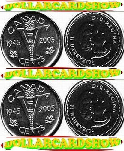 2X Canada 2005 Canadian George V 1945 Nickel No Beaver 5 Cents Coins