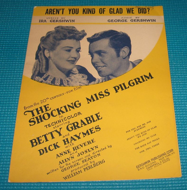  Kind of Glad We Did George Gershwin Vintage Movie Sheet Music