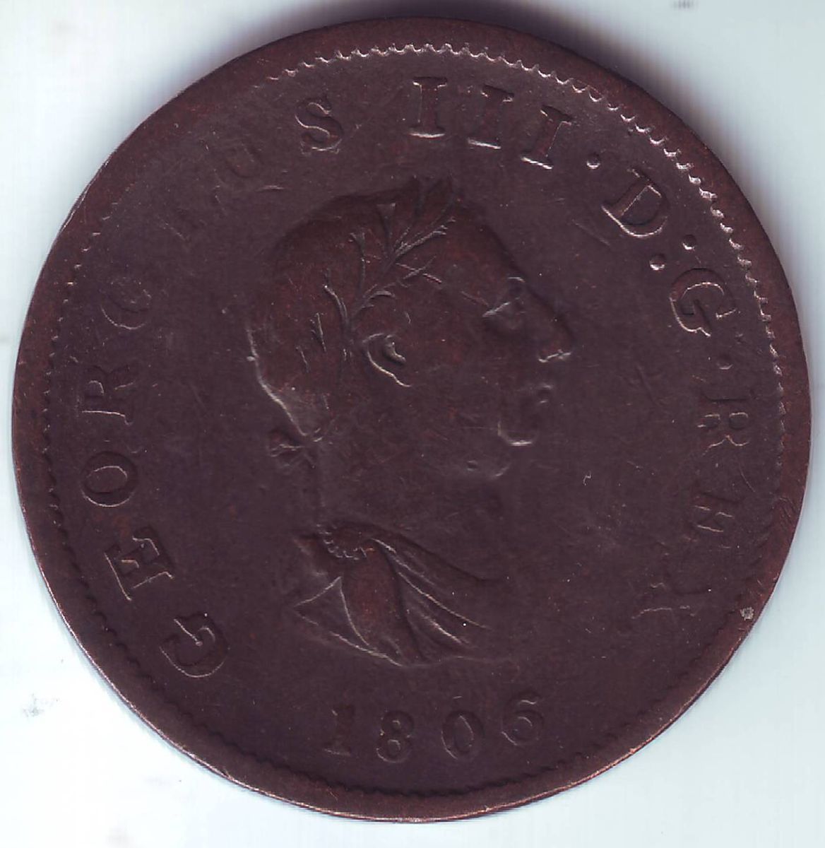 GREAT BRITAIN 1 2 HALF PENNY 1806 GEORGIUS III