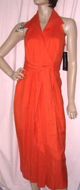 Geary Roark Kamisato Orange 55 Linen Sun Dress Size 2 New