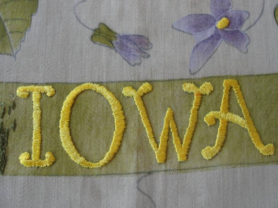 Galva Iowa Violets Society Silk Embroidery Unfinished Antique