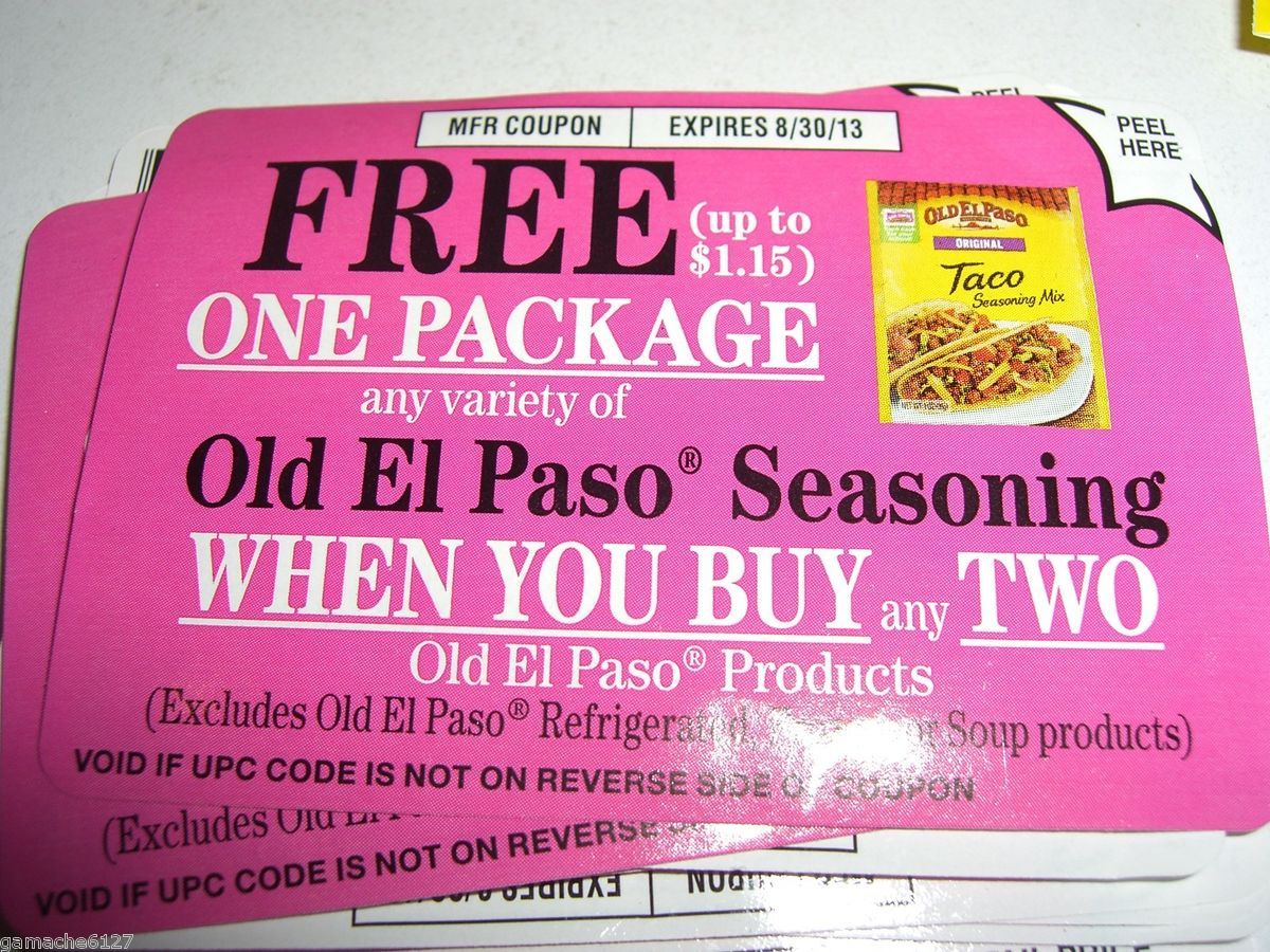 20 Coupons FREE Old El Paso Seasoning wyb any 2 Old El Paso Products 8