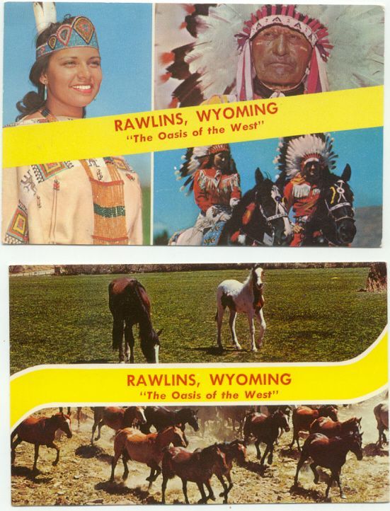 Rawlins WY Wyoming Lot of 2 Vintage Postcards