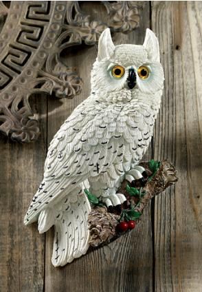 Mystical White Owl Wall Sculpture Home Garden Statue