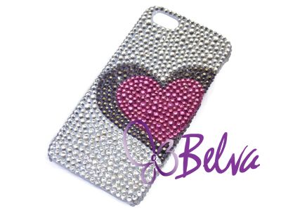  Crystal Jet Hematite Heart For iPhone 5 Case using Swarovski Elements