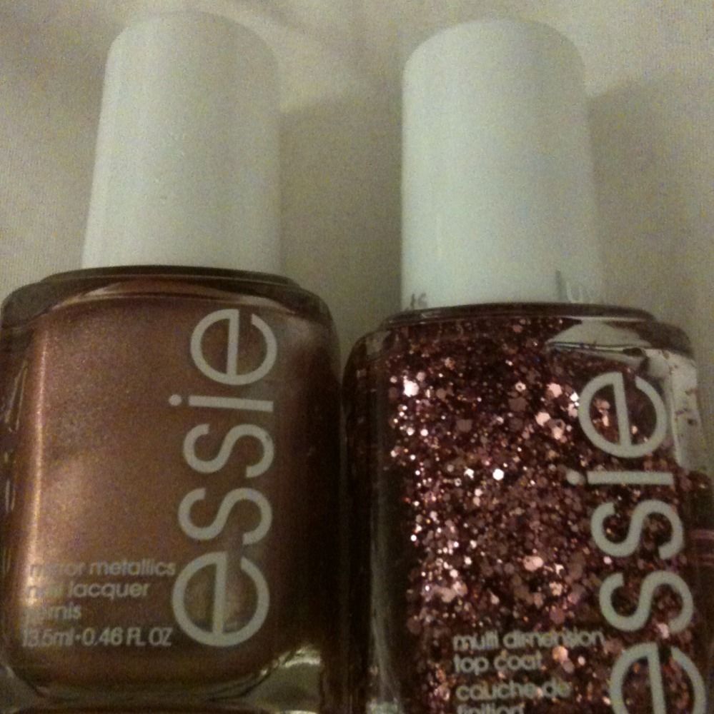 ESSIE NAIL POLISH Set 2 Luxe Gold Pink Gold GLitter HOLIDAY COLOR LT