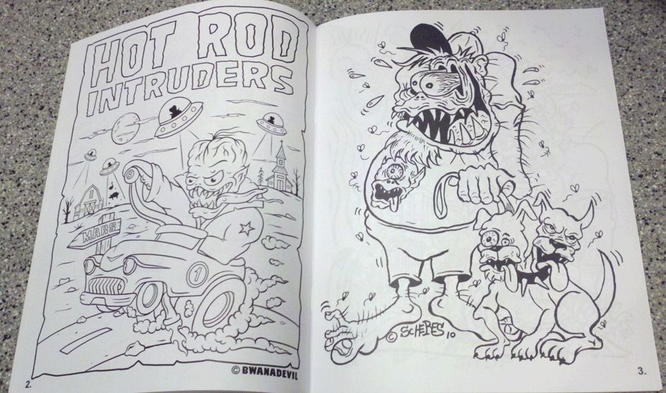 Asphalt Fiends Coloring Book Hot Rod Rat Fink Roth Type