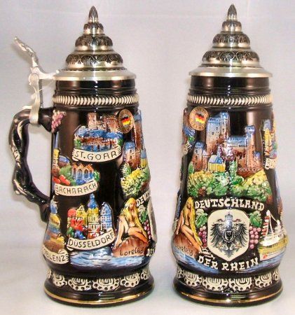 Rhein Rhine River Valley Le German Beer Stein Handcrafted in Germany