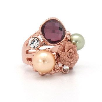 Rose Gold Plated with Rose Color Pearl Amethyst Ring