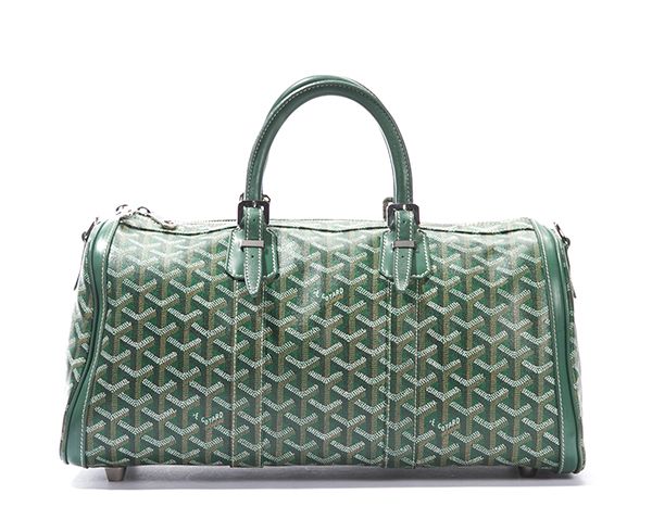 Goyard Green Monogram Chevron Coated Croisiere 35 Satchel Bag