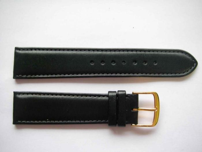 Graf Black Stitched Quality Leather Watch Band 20 Mm