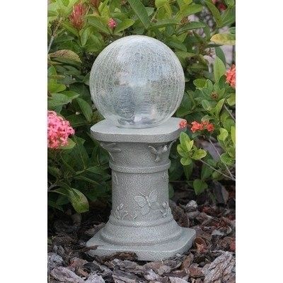  LED Glass Gazing Ball with Pedestal Color Changing Garden Decor