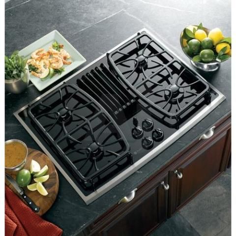 GE 30 Gas Downdraft Cooktop PGP989SNSS with Crack on The Glass