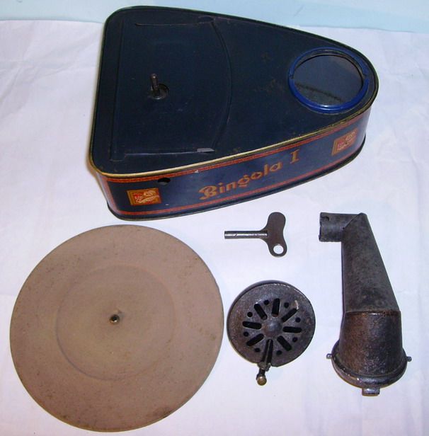 Bing Blue Bingola I Tin Plate Toy Gramophone Phonograph