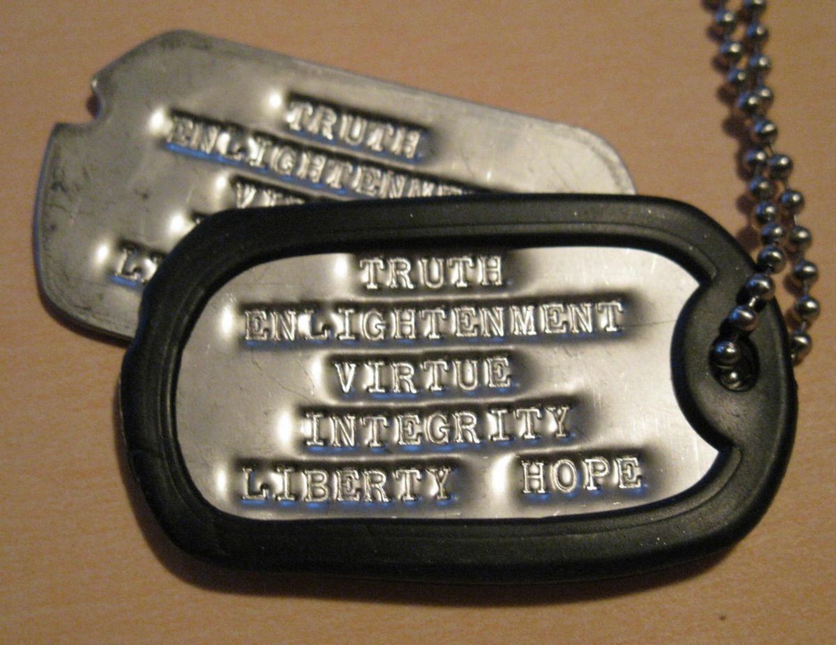 Glenn Becks 6 Principals on Dog Tags Notched Military