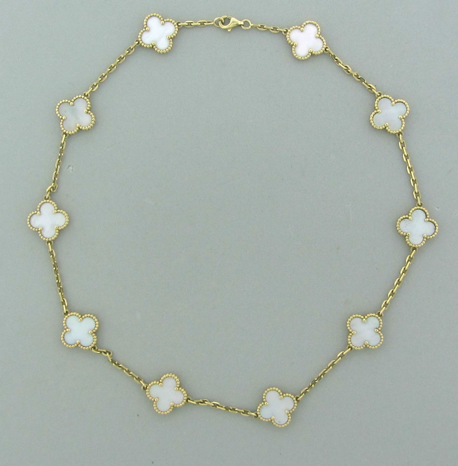  CLEEF & ARPELS VCA VINTAGE ALHAMBRA MOTHER OF PEARL 18K GOLD NECKLACE