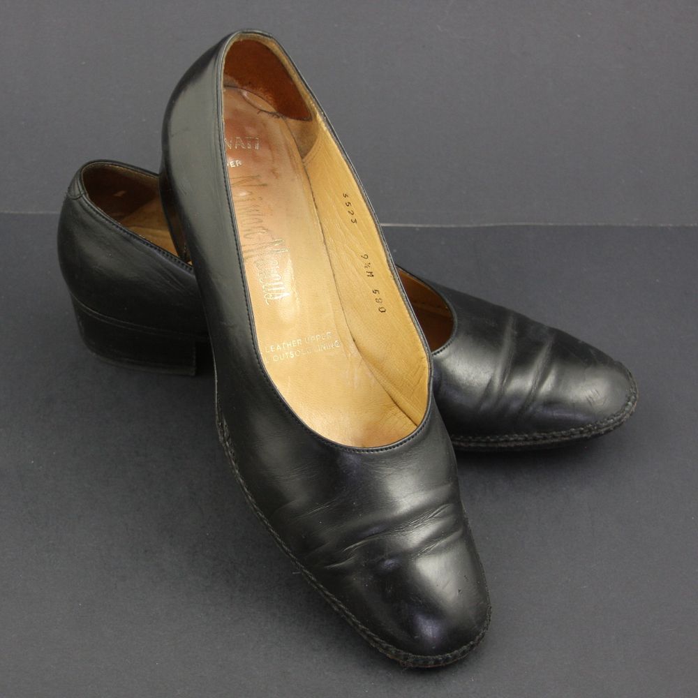 Gravati  Handmade Stitched Blk Leather Low Pumps Shoe Sz