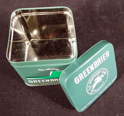 Greenbrier Tobacco Mixture Tin is in excellent condition and measures