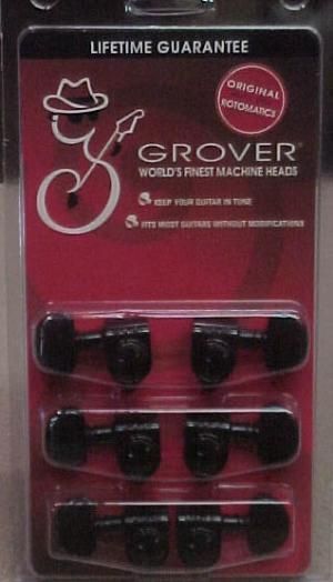 Grover Rotomatic Guitar Tuning Machines Black Chrome