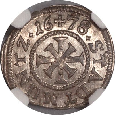 1678 N Germany Nurnberg 1 Silver Kreuzer NGC MS 64