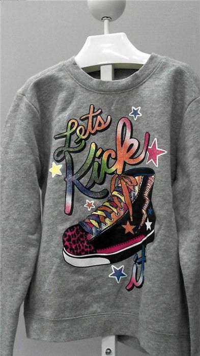 Joe Boxer Sneaker Girls Comfort Athletic Sweatshirt 6 6X Gray Colorful