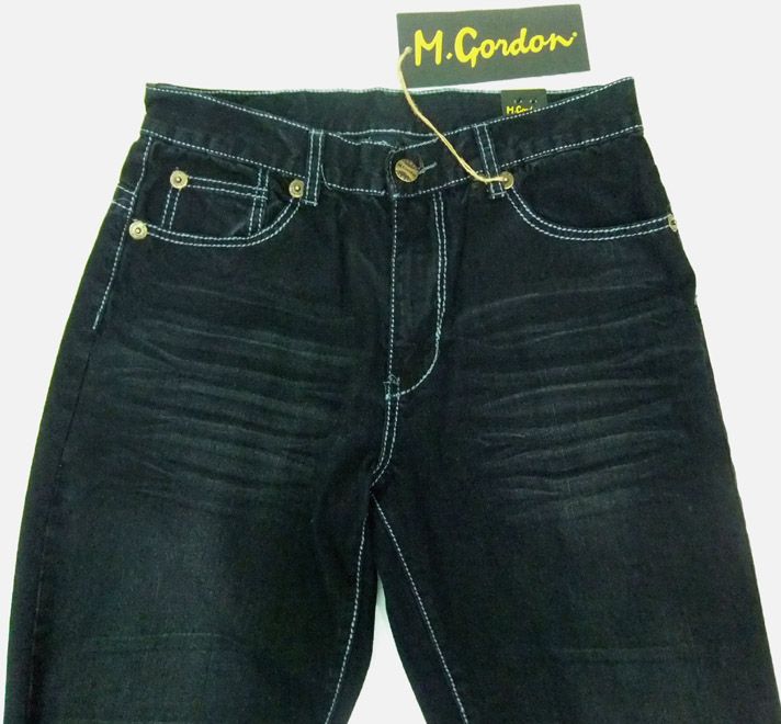 Mens M Gordon Jeans Dark Wrinkled L Blue Stitch 34x34