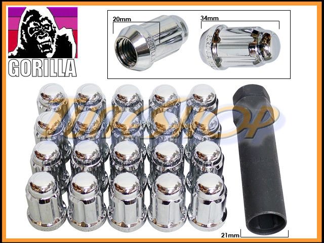 20 GORILLA SPLINE TUNER LOCK LUG NUT 12X1 25 1 25 ACORN WHEEL RIM