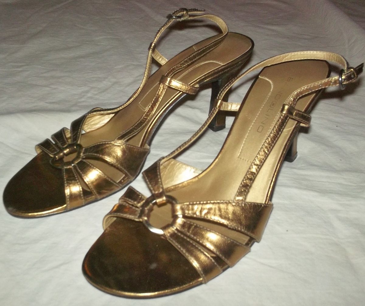 BANDOLINO Metallic GOLD SANDALS High Heels Strappy Slingback 9