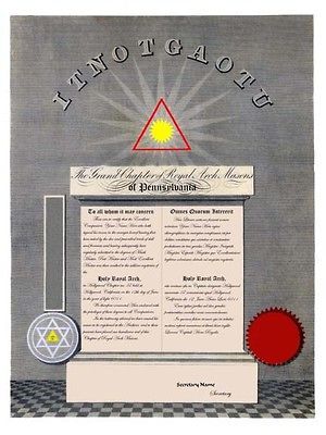  Masonic Royal Arch Chapter Certificate ring art record YORK RITE