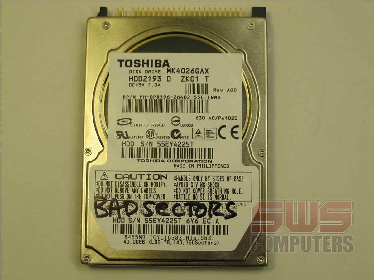  40GB Genuine Internal 2 5 IDE Hard Drive MK4026GAX HDD2193