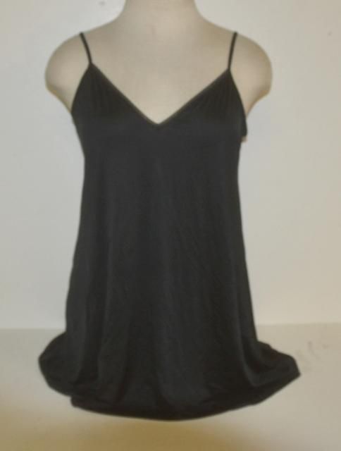 Hanro XLarge Black Satin Bodydress Slip Chemise 7698