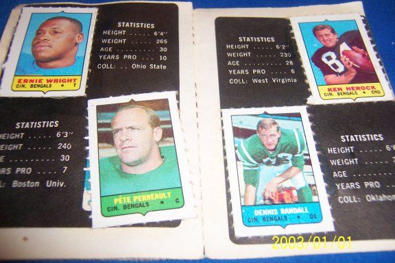 1969 Topps Cincinnati Bengals Set Headrick John Stofa