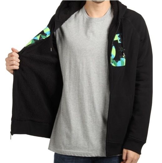 New DC Shoes Rob Dyrdek Mens Black Jammer Sherpa Zip Up Hoodie Large