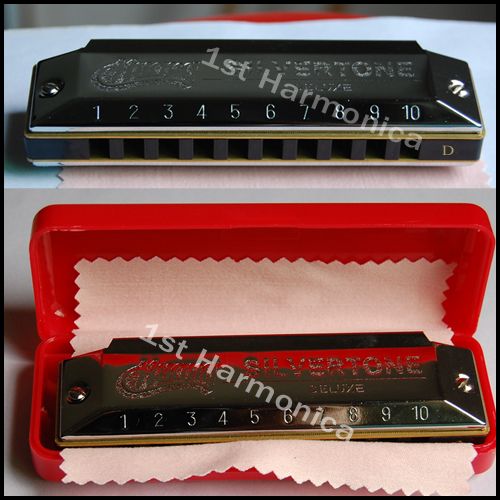  103 Silvertone Silver Color Harmonica Blues Diatonic Key of D