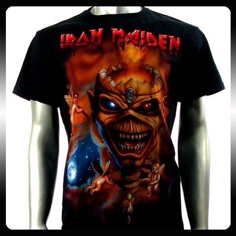 Iron Maiden Heavy Metal Men Biker Rock Punk T shirt Sz L Ir6