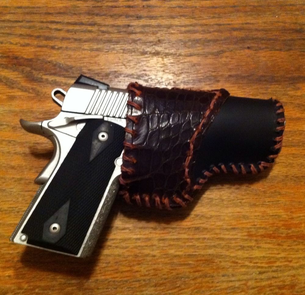 Custom OWB Leather Holster For 1911 With Genuine Alligator Skin