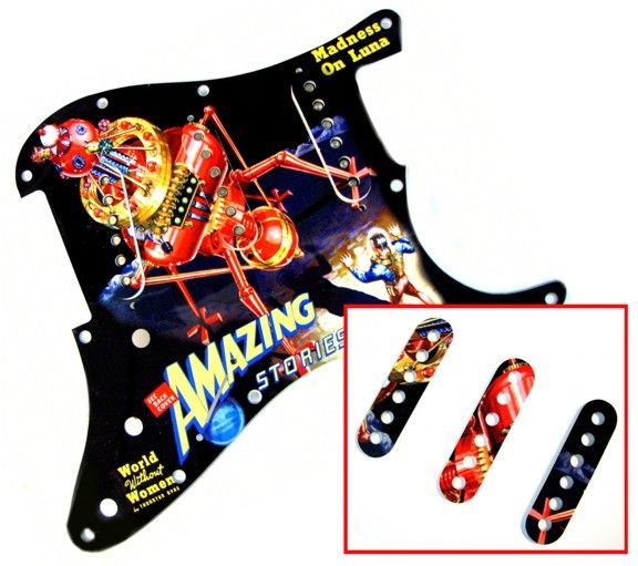 Pickup Toppers 4 Greasy Groove Graphic Strat Pickguards   FREE