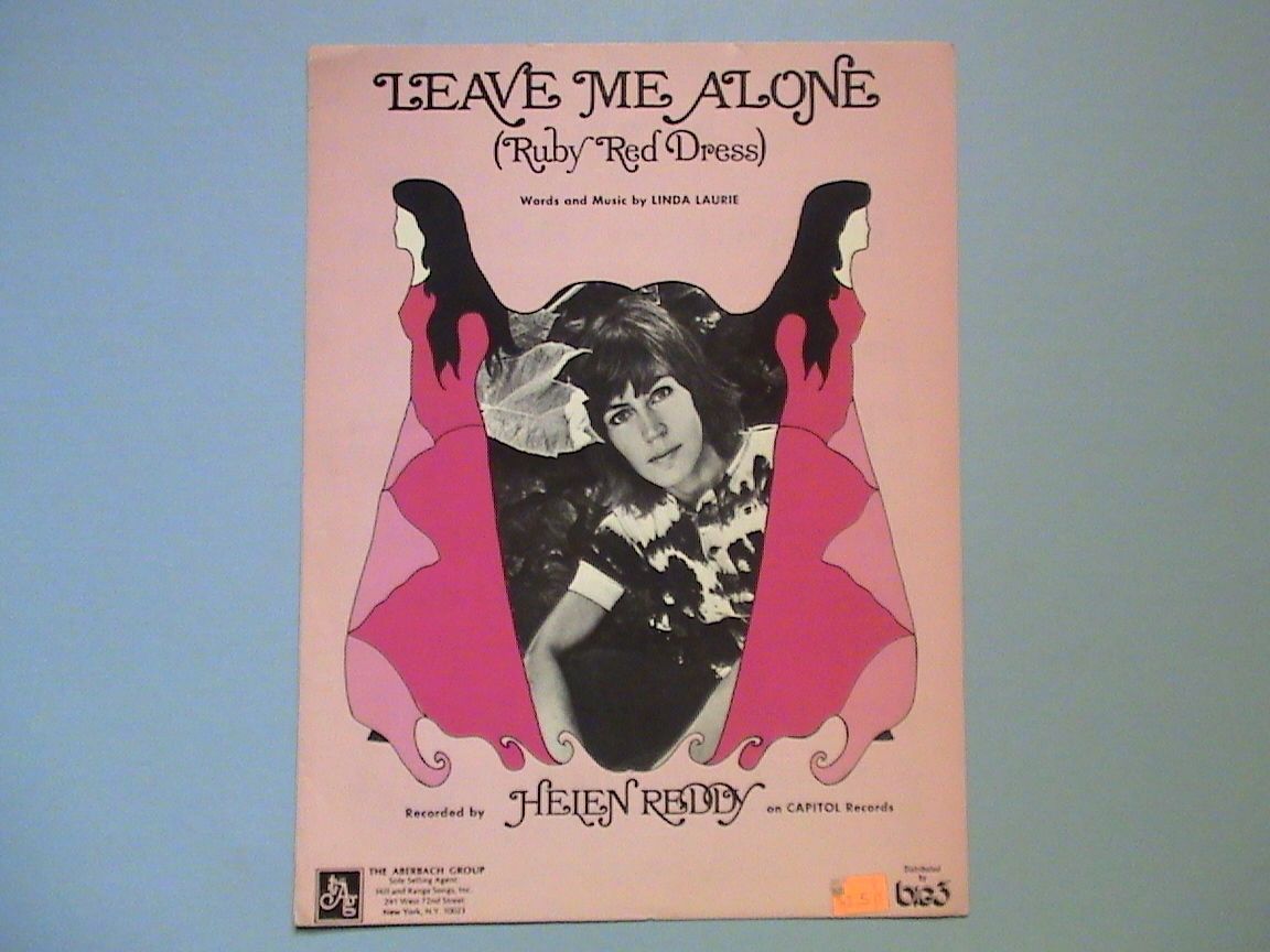 Helen Reddy 1973 Sheet Music  Leave Me Alone 