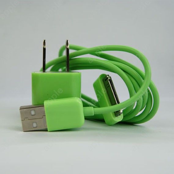 2in1 Green USB mini cable& plug wall charger adapter universal for