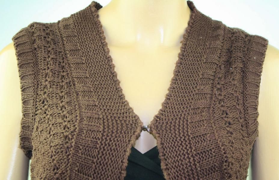 Süßes Bolero Weste Strickweste Ärmellos Braun XS H M Boho Ethno 1T