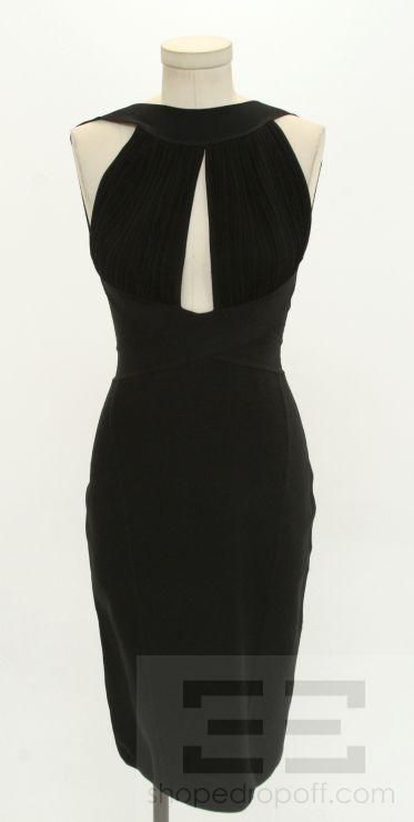 herve l leroux black cut out open back dress size l