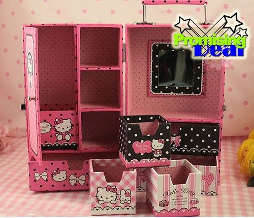 Hello Kitty Jewelry Box Case Storage Drawer C w Mirror