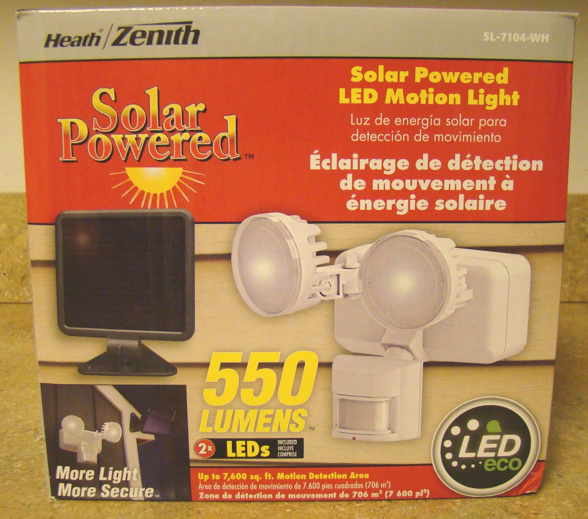 HEATH ZENITH SL 7104 WH 2 LIGHT SOLAR POWERED MOTION SENSOR SECURITY