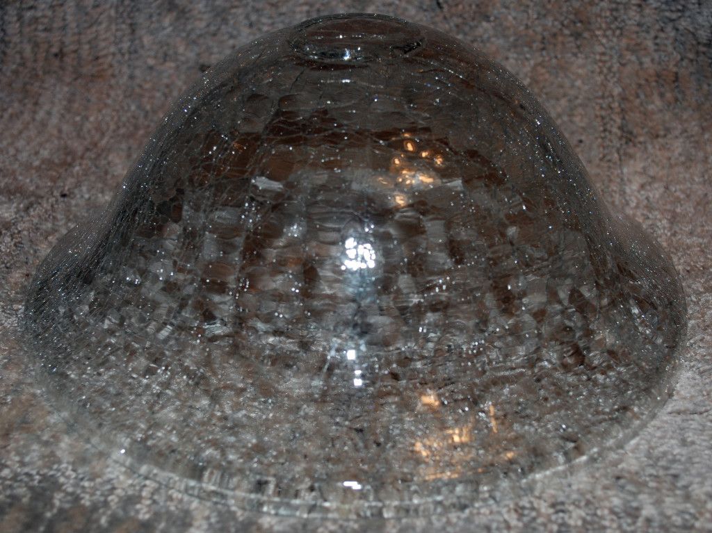  CRACKLE GLASS CLEAR LAMP SHADE BOWL SHAPED PERFECT