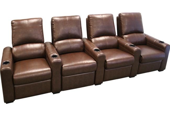 Eros Home Theater Seating 8 Brown Seats Recliner Chairs