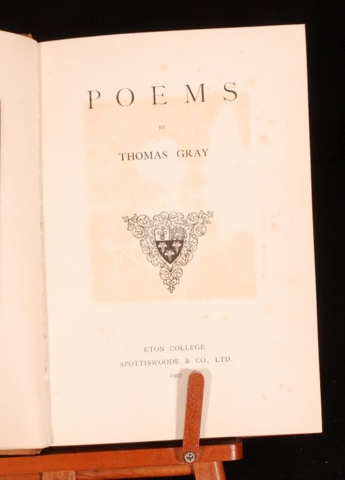 1907 Poems Thomas Gray Eton Presentation Binding