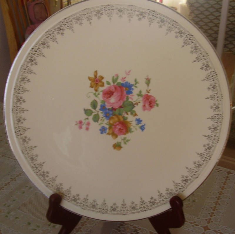 Homer Laughlin Kitchen Kraft Cake Plate Roses Floral